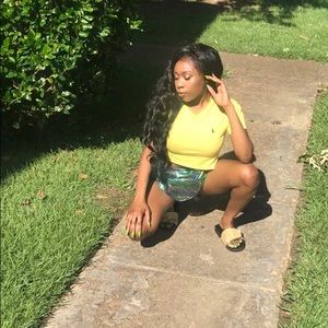 Yellow Polo Crop Top